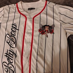 Betty Boop White and Black Striped Jersey